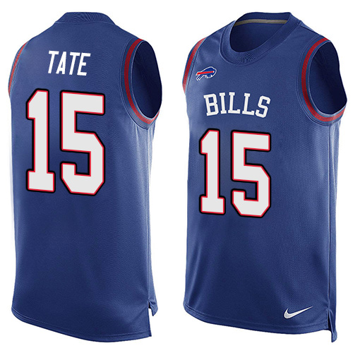 Men's Limited Brandon Tate Nike Jersey Royal Blue - #15 Player Name & Number Tank Top NFL Buffalo Bills